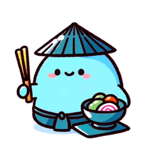 Verbs in Japanese Illustration of a blob holding chopsticks